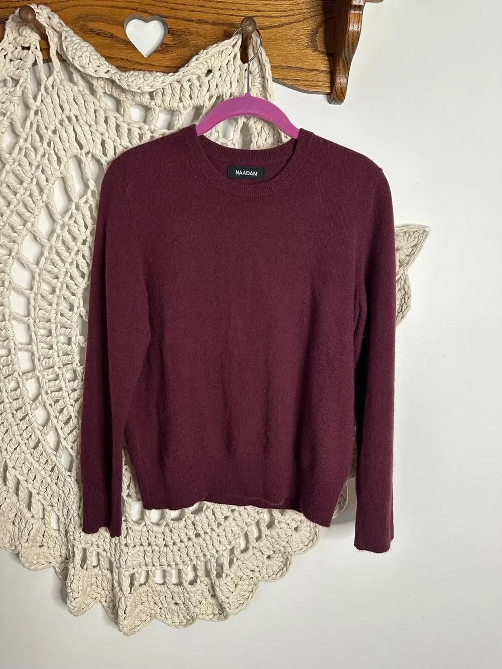 Naadam Cashmere Crew Neck Sweater Size Small Wine